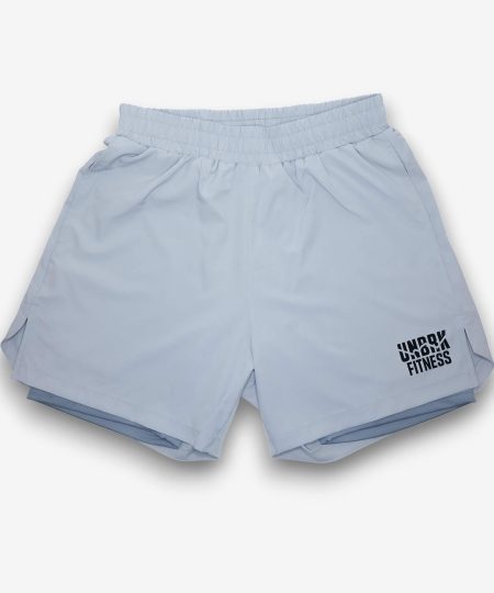 UNBRK Fitness Calções 2‑1 Smoke Grey, camada interna de compressão e externa solta